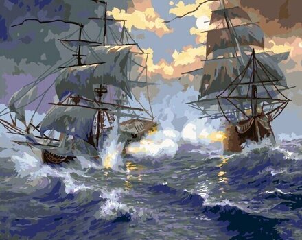 Pintura por números Zuty Pintura por números Battle Of The Boats On A Stormy Sea (Abraham Hunter) - 1