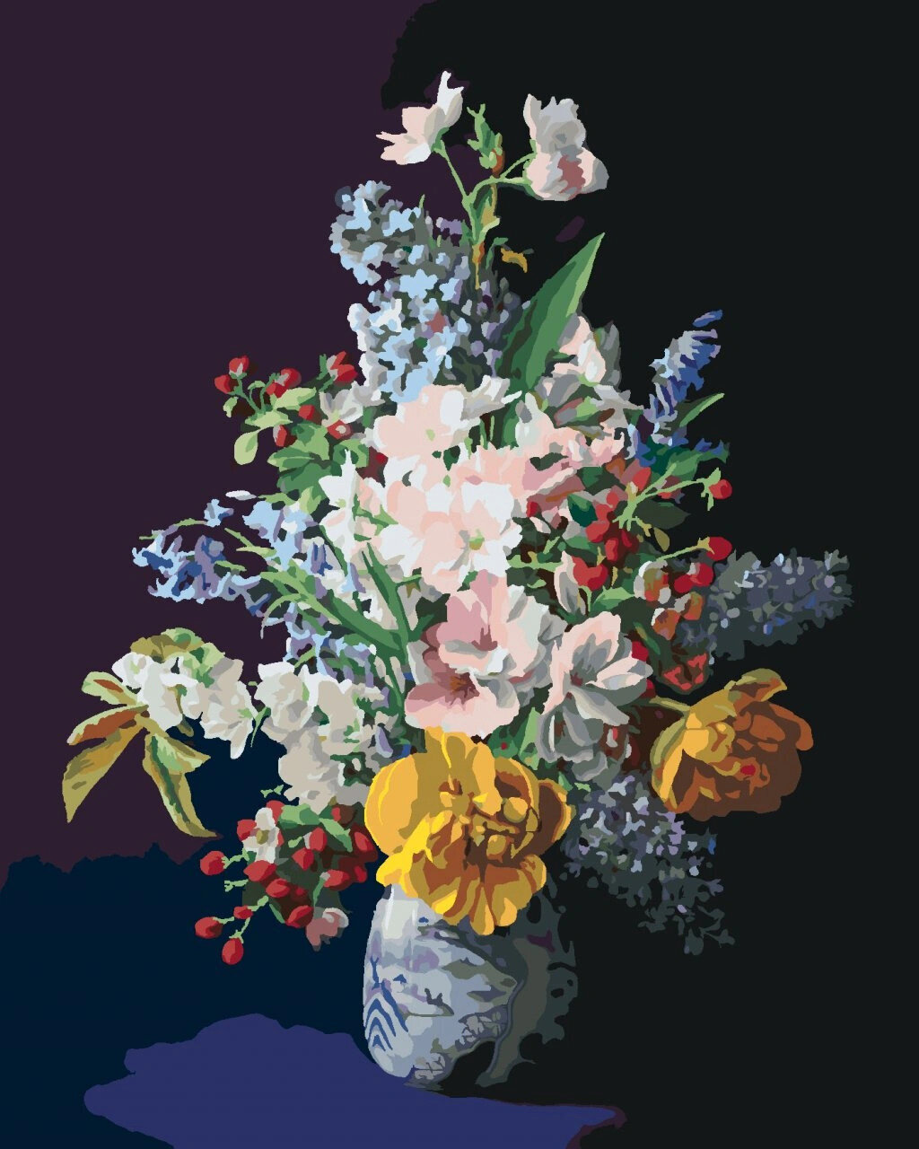 Dipingere con i numeri Zuty Dipingere con i numeri Natura morta - Bouquet in un vaso di porcellana II (Pieter Wagemans)