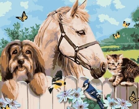 Picturi pe numere Zuty Picturi pe numere Câinele, calul și pisoiul (Howard Robinson) - 1