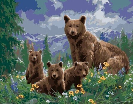 Picturi pe numere Zuty Picturi pe numere Urs cu pui (Abraham Hunter) - 1