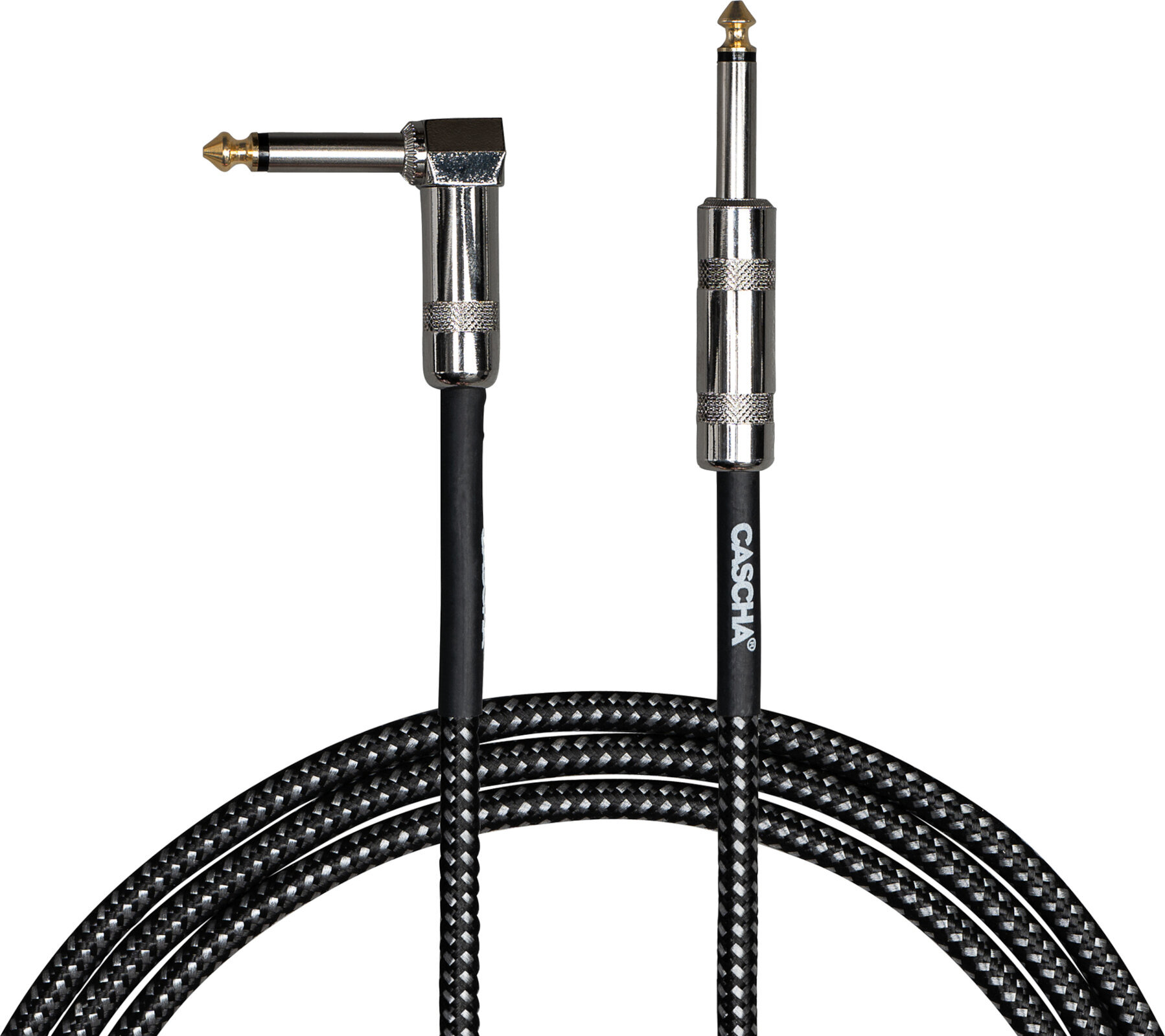Instrument Cable Cascha Standard Line Guitar Cable Black 3 m Straight - Angled