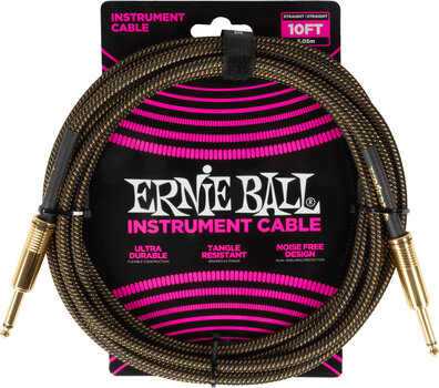 Instrument Cable Ernie Ball Braided Instrument Cable Straight/Straight Brown 3 m Straight - Straight - 1