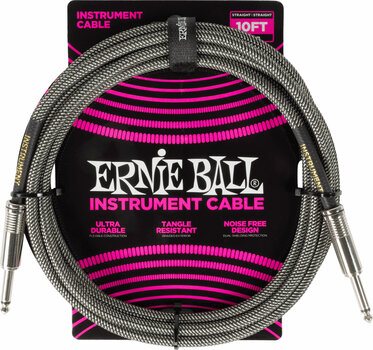 Instrument Cable Ernie Ball Braided Instrument Cable Straight/Straight Silver 3 m Straight - Straight - 1