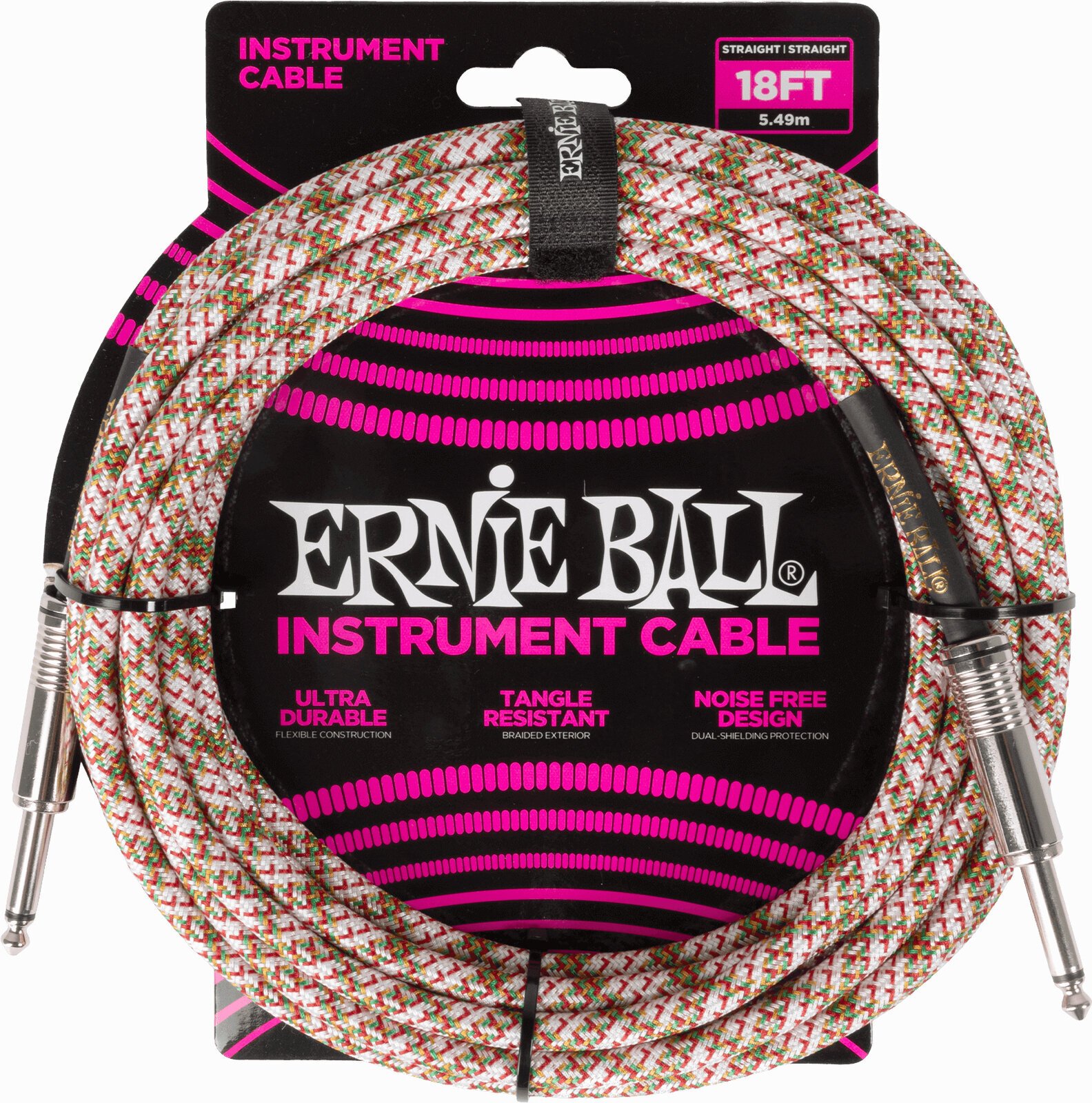 Câble pour instrument Ernie Ball Braided Instrument Cable Straight/Straight Beige 5,5 m Droit - Droit