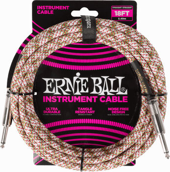Kabel instrumentalny Ernie Ball Braided Instrument Cable Straight/Straight Beżowy 5,5 m Prosty - Prosty - 1
