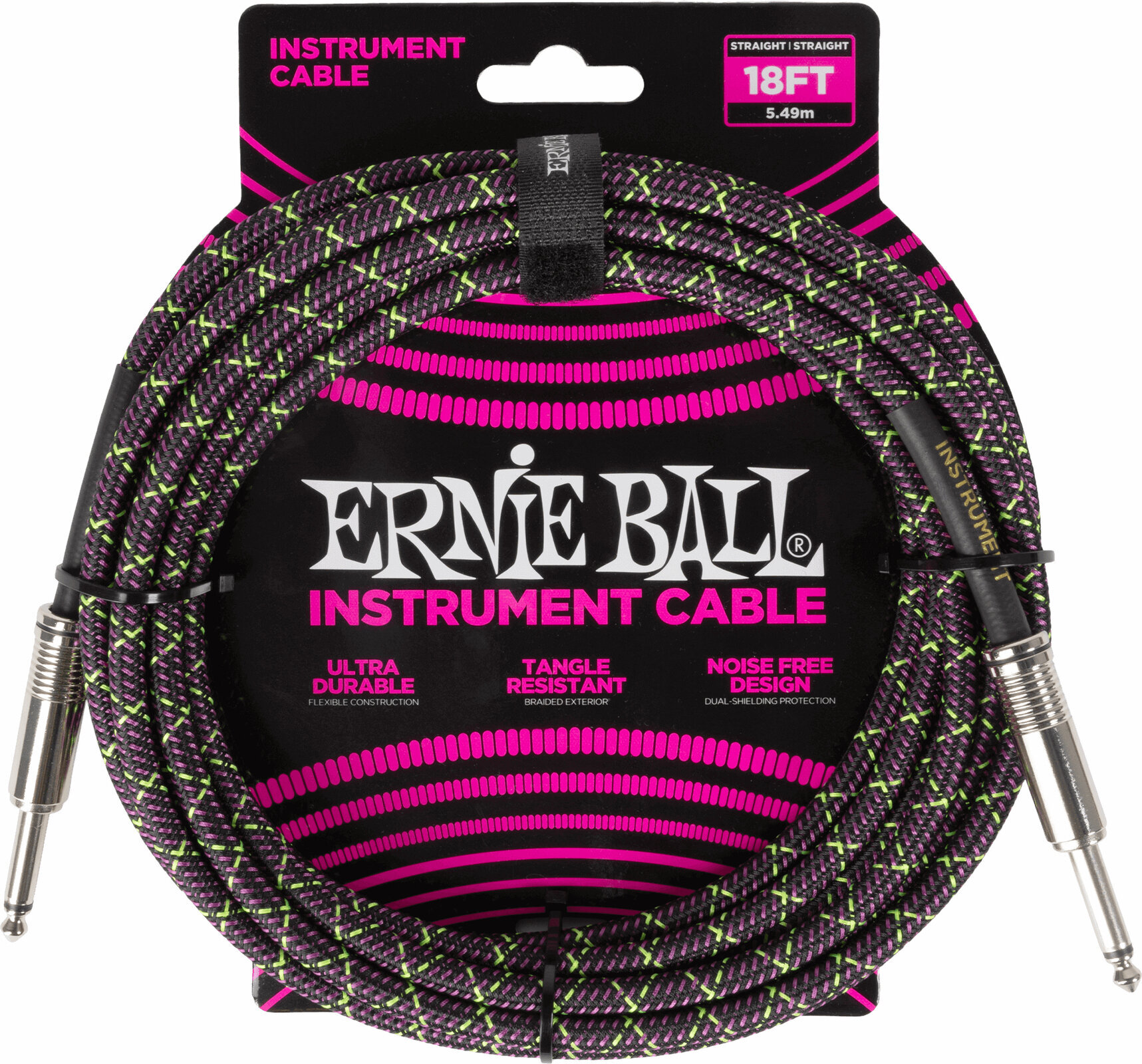 Instrument Cable Ernie Ball Braided Instrument Cable Straight/Straight Violet 5,5 m Straight - Straight