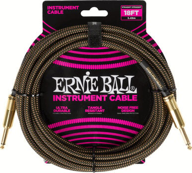 Câble pour instrument Ernie Ball Braided Instrument Cable Straight/Straight Brun 5,5 m Droit - Droit - 1