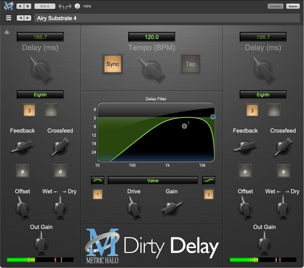 Plug-in de efeitos Metric Halo MH DirtyDelay v4 (Produto digital)