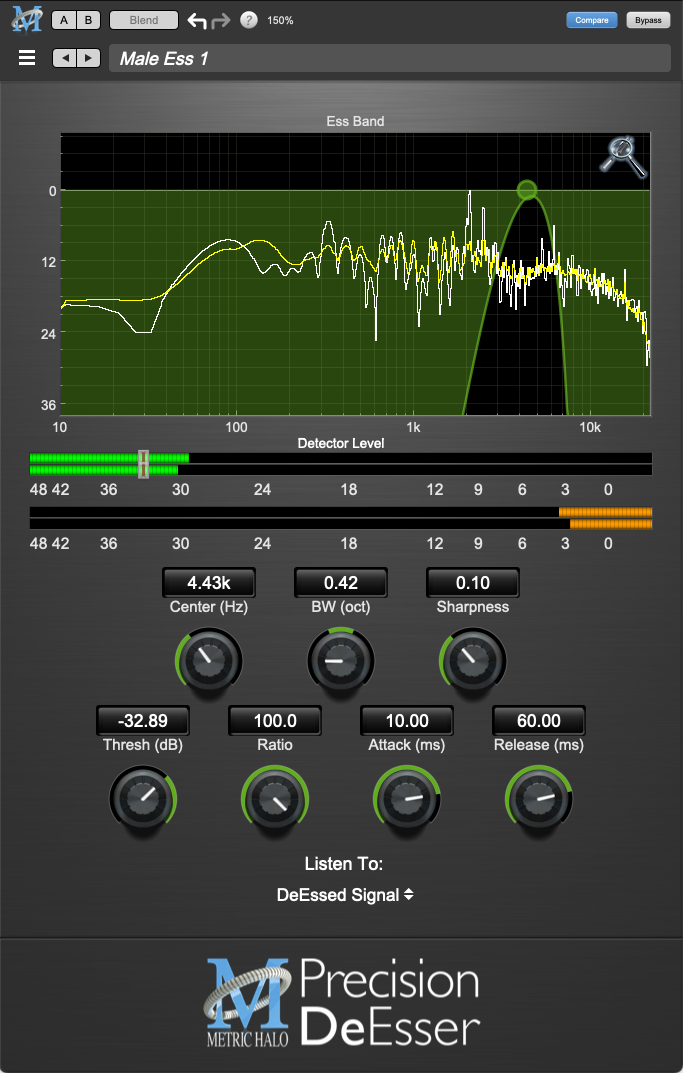 Studio software plug-in effect Metric Halo MH Precision DeEsser v4 (Digitaal product)