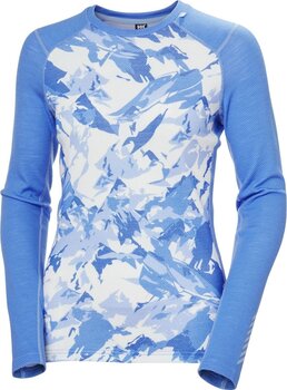 Thermal Underwear Helly Hansen Women's Lifa Merino Midweight Graphic Crew Ultra Blue Mountain Camo L Thermal Underwear - 1