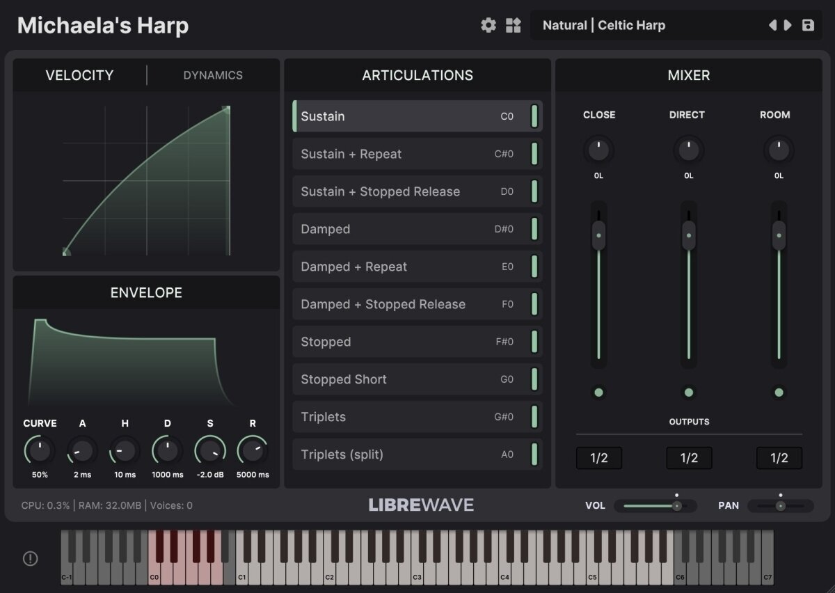 VST Instrument Studio -ohjelmisto LibreWave Michaela's Harp (Digitaalinen tuote)