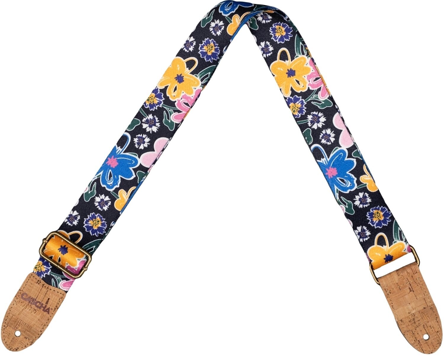 Ukulele Strap Cascha CUS-VC5 Vegan Cork Ukulele Strap Floral Sketch