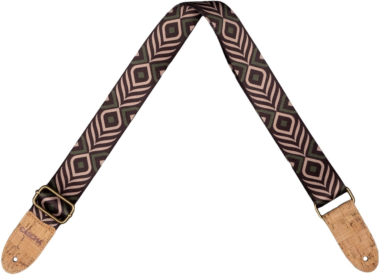 Ukulele Strap Cascha CUS-VC9 Vegan Cork Ukulele Strap Green Chevron