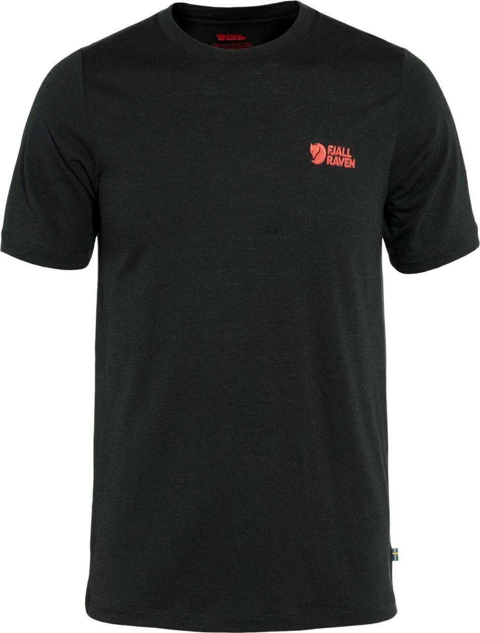 Outdoor T-shirt Fjällräven Abisko Wool Logo SS M Black L T-shirt