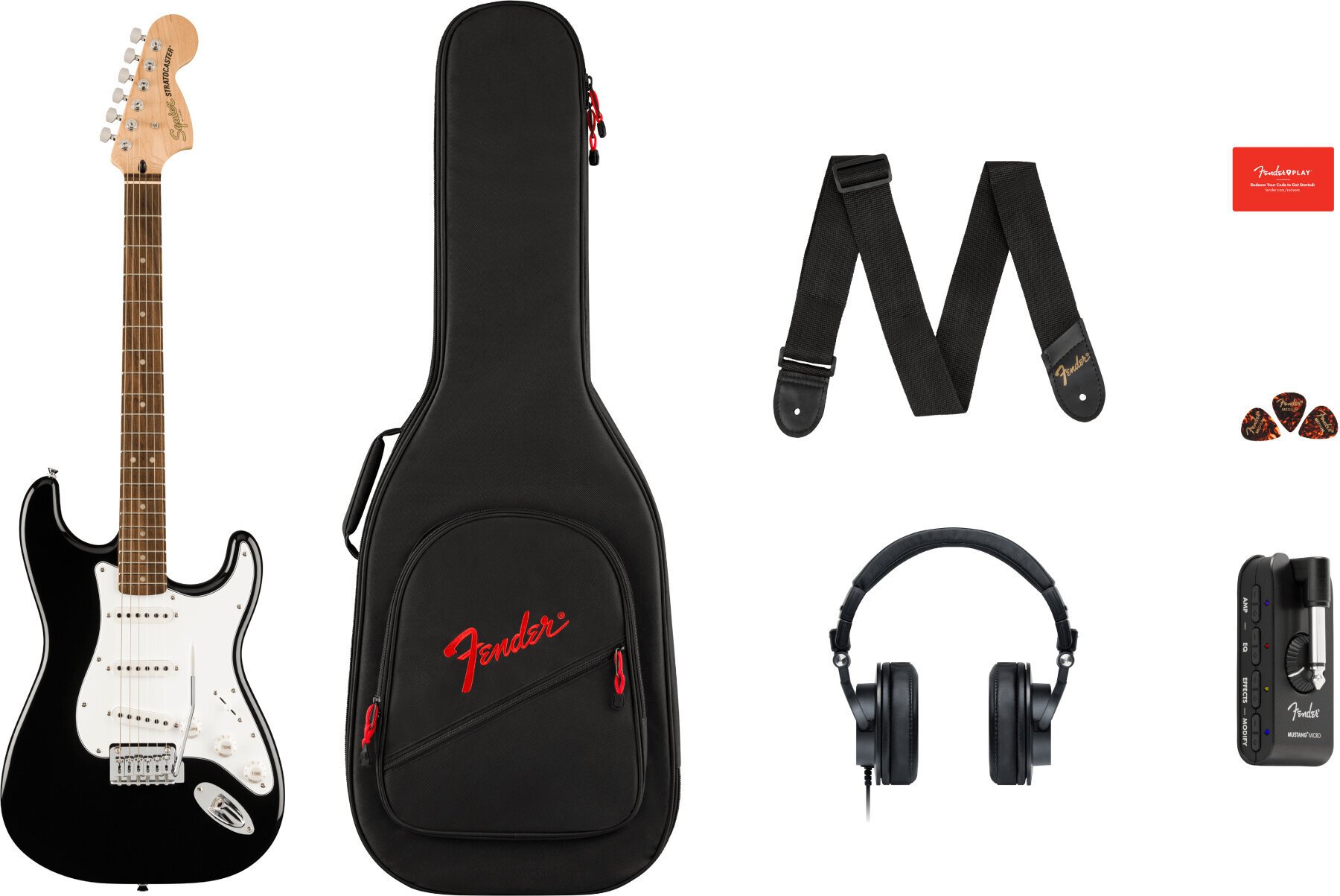 Ηλεκτρική Κιθάρα Fender Squier Affinity Series Stratocaster Mustang Micro Pack Black Ηλεκτρική Κιθάρα