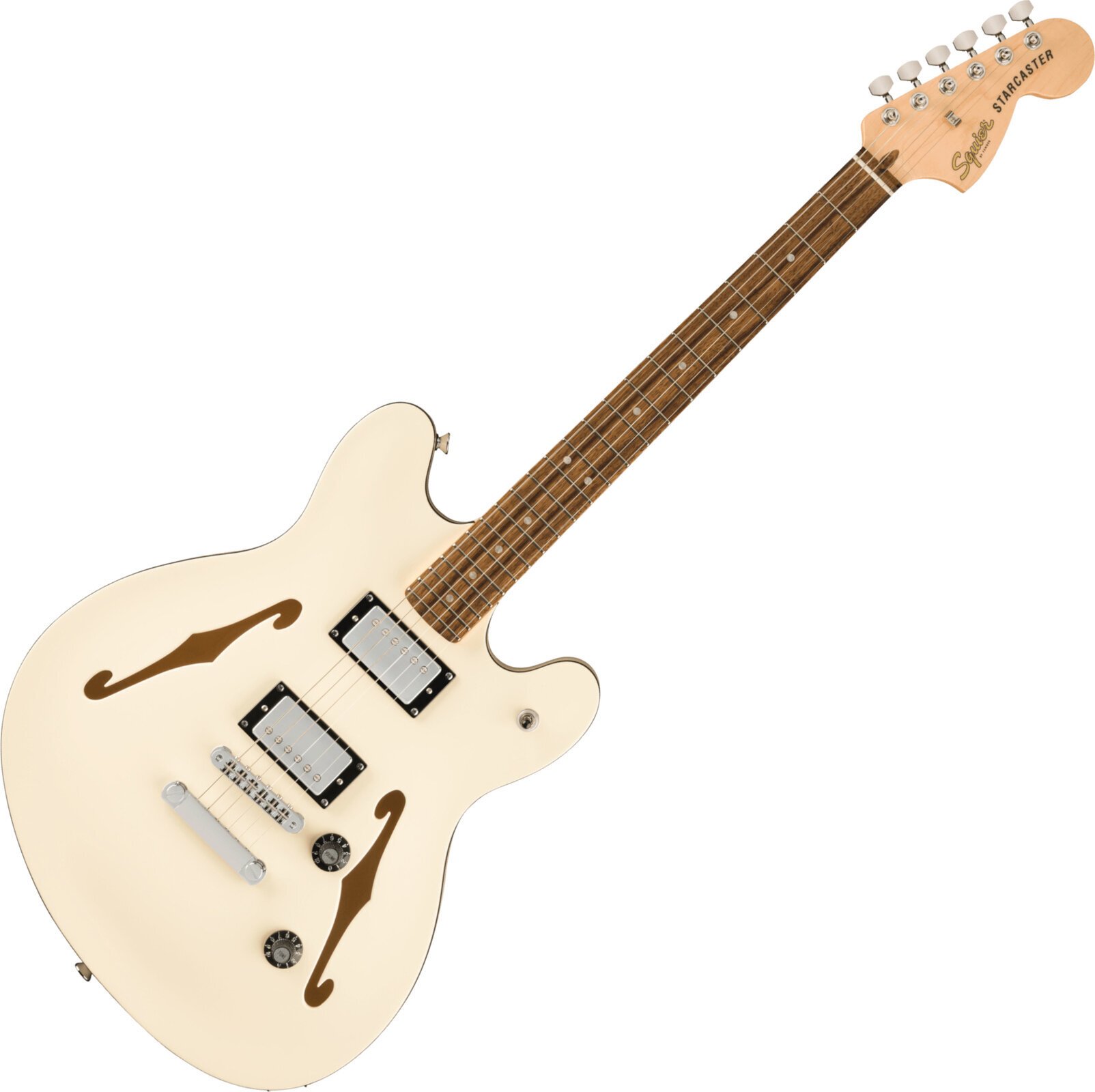 Halbresonanz-Gitarre Fender Squier Affinity Series Starcaster Deluxe LRL Olympic White Halbresonanz-Gitarre