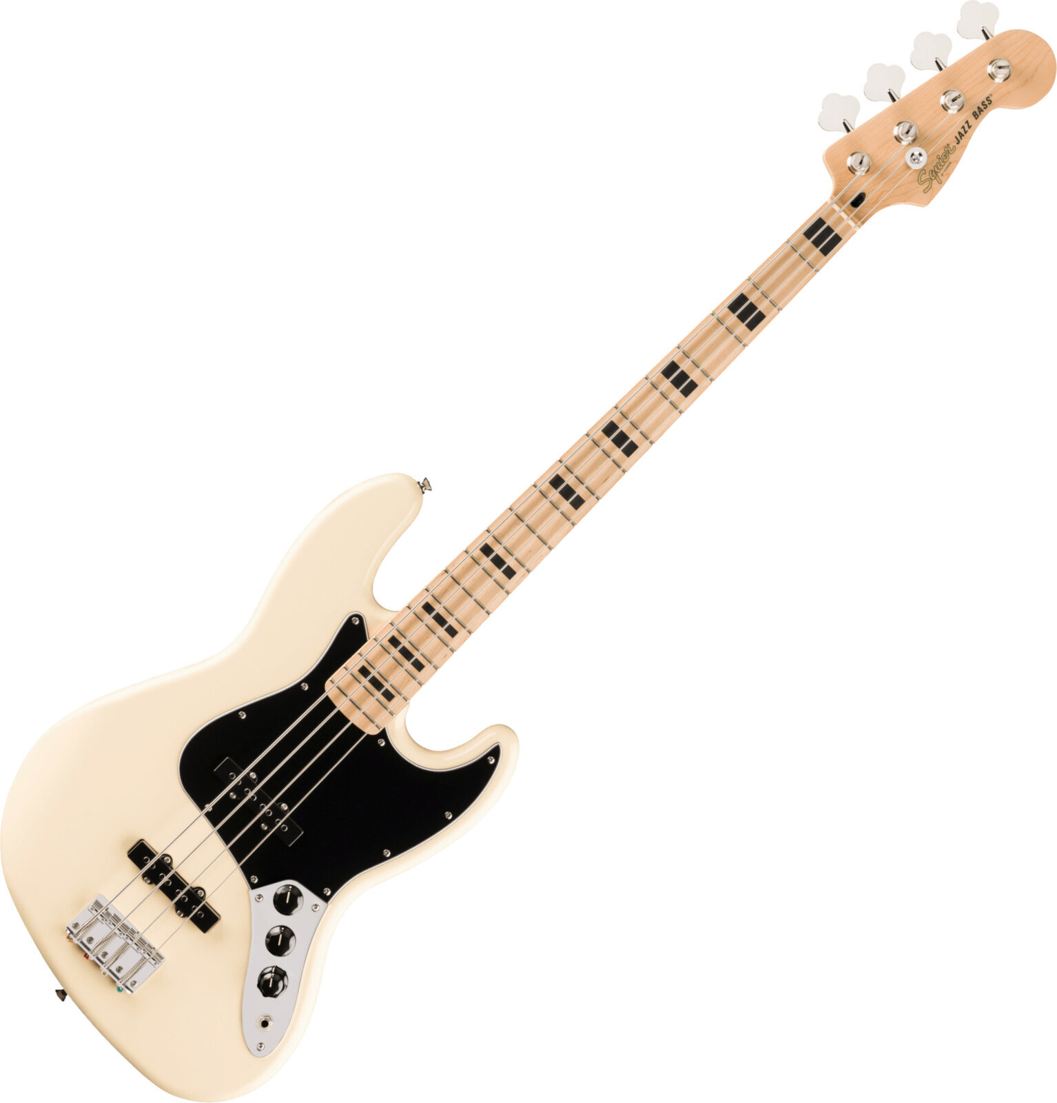 Baixo de 4 cordas Fender Squier Affinity Series Active Jazz Bass MN Olympic White Baixo de 4 cordas