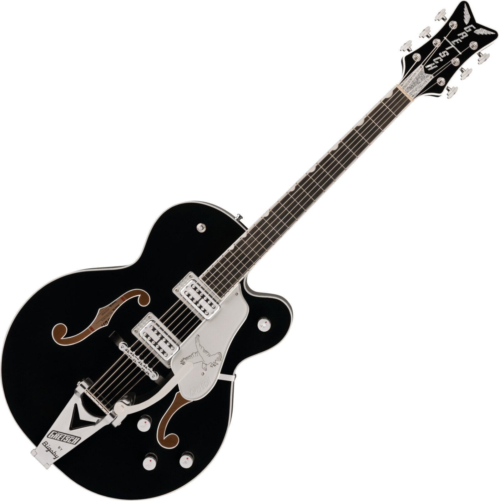 Guitare semi-acoustique Gretsch Falcon Hollow Body ST EB Black Guitare semi-acoustique