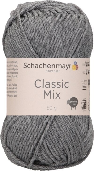 Fil à tricoter Schachenmayr Classic Mix 00091 Mid Grey Mel. Fil à tricoter