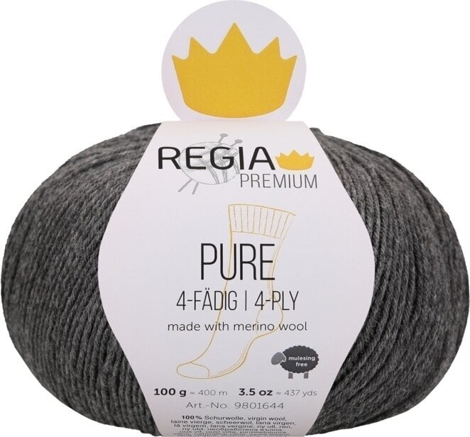 Pletilna preja Regia Premium Pure 00091 Mid Grey Mel. Pletilna preja