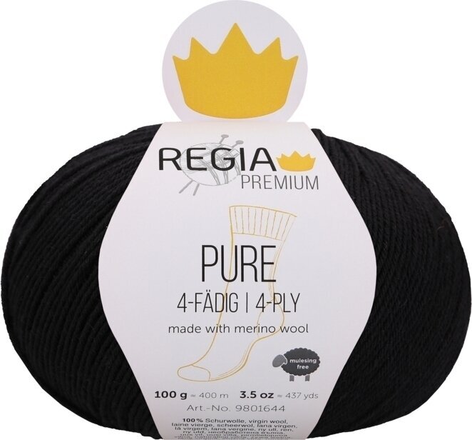 Strickgarn Regia Premium Pure 00099 Black Strickgarn