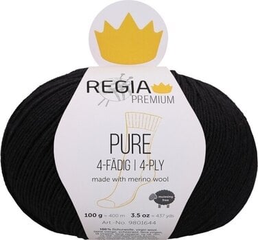 Knitting Yarn Regia Premium Pure 00099 Black Knitting Yarn - 1