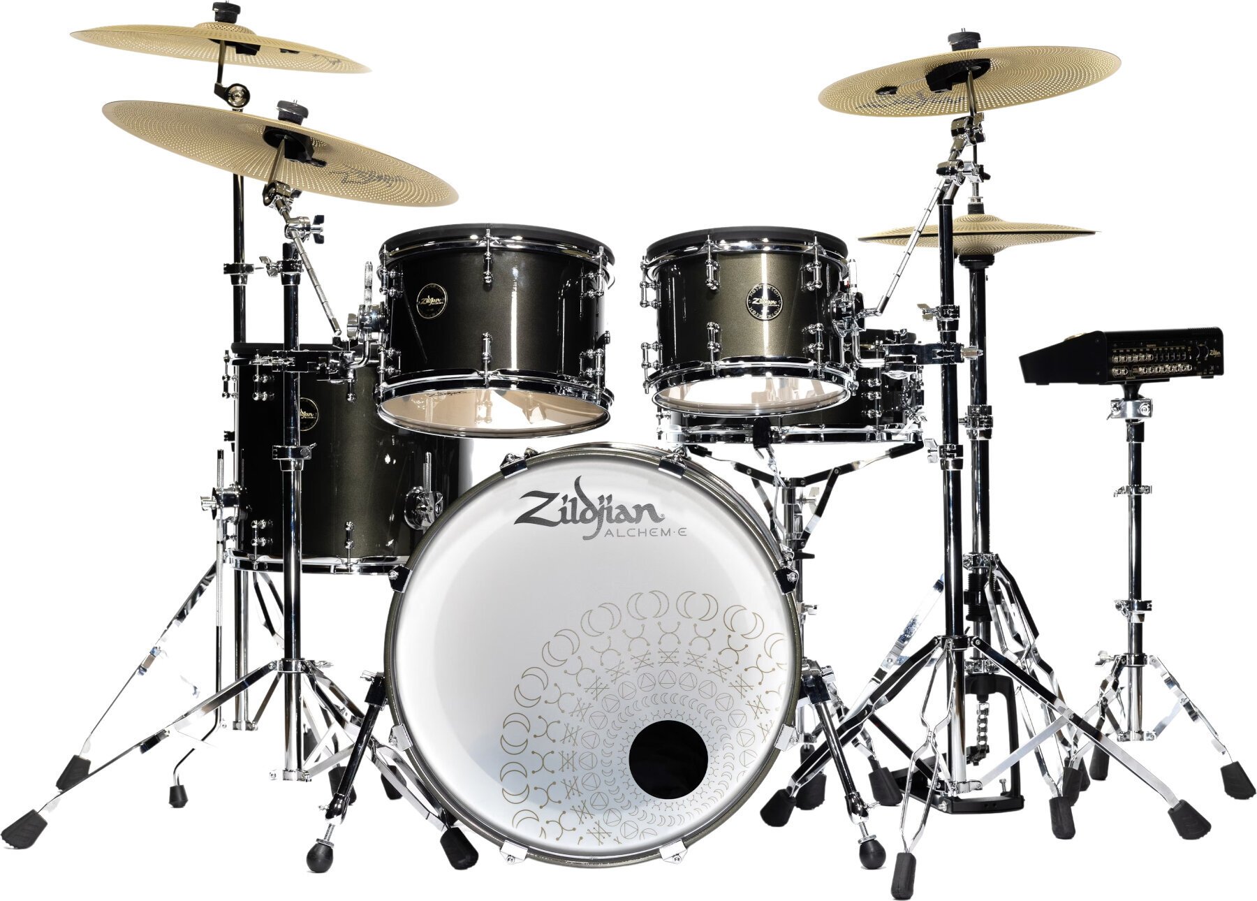 Set Batteria Elettronica Zildjian Alchem-E Gold EX Black Gold Foundry Shimmer Gloss Lacquer Set Batteria Elettronica