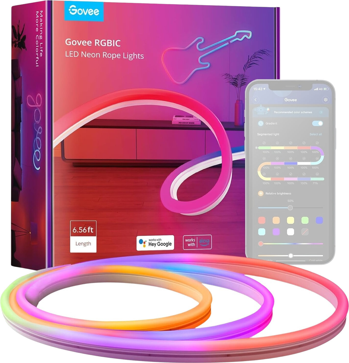 Студийни светлини Govee Neon SMART 2m - RGBIC Студийни светлини