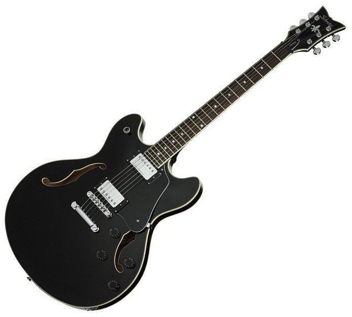 Semi-akoestische gitaar Schecter Corsair Gloss Black