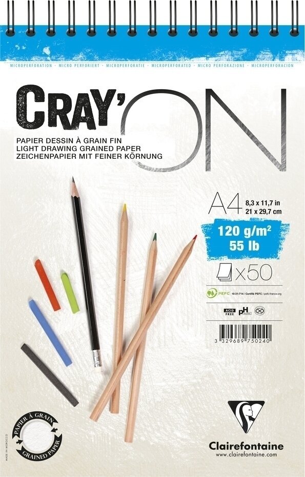 Livro de desenho Clairefontaine Cray'On Wirebound Pad A4 120 g Livro de desenho