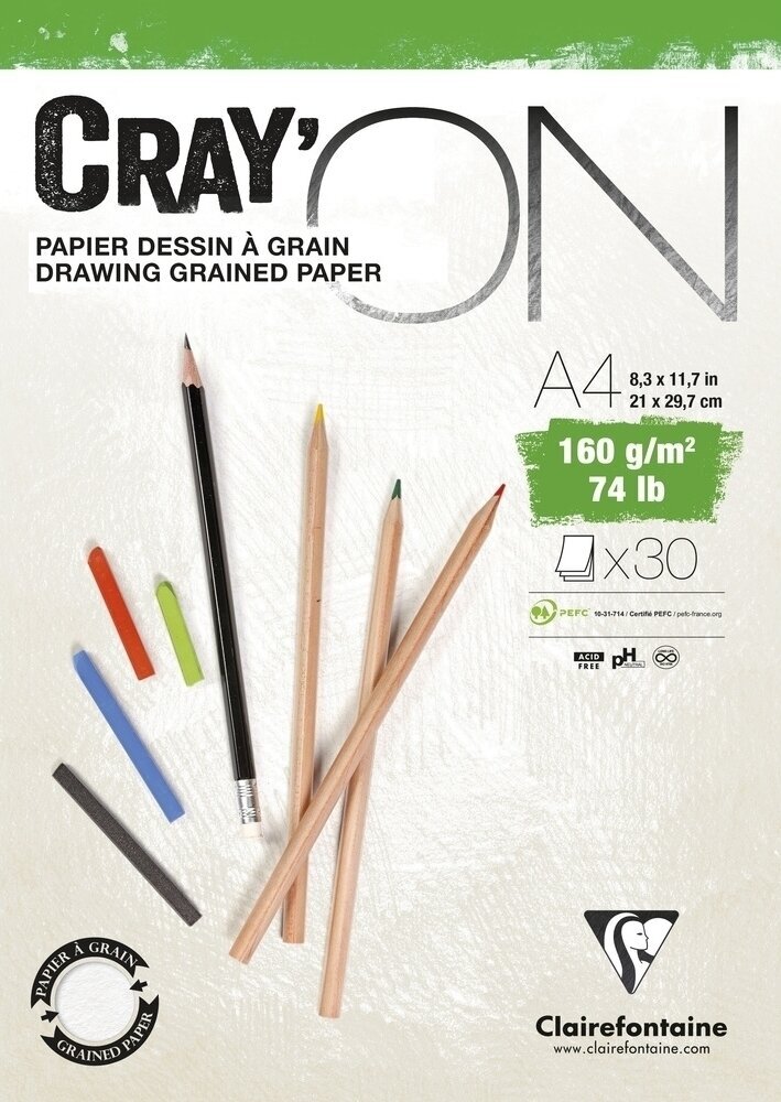 Bloc de dibujo Clairefontaine Cray'On Glued Pad A4 160 g Bloc de dibujo