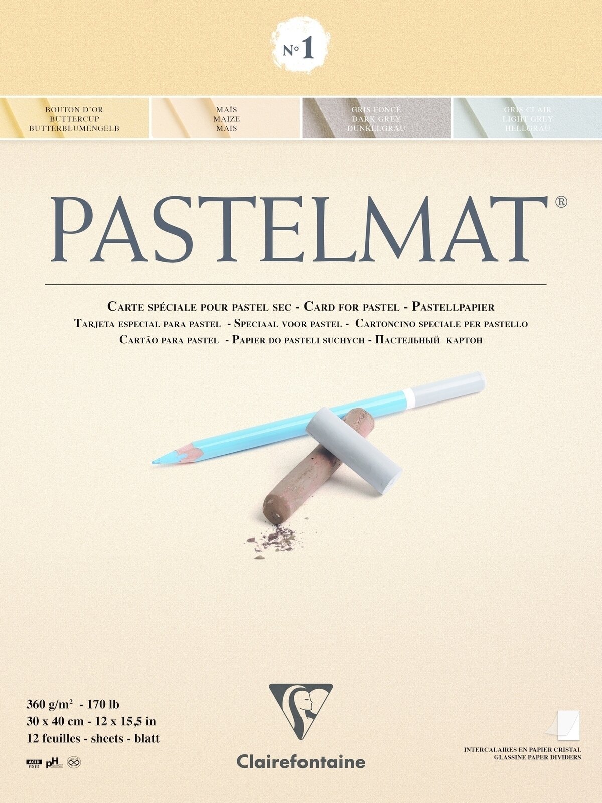 Szkicownik Clairefontaine Pastelmat Glued Pad N1 30 x 40 cm 360 g Szkicownik