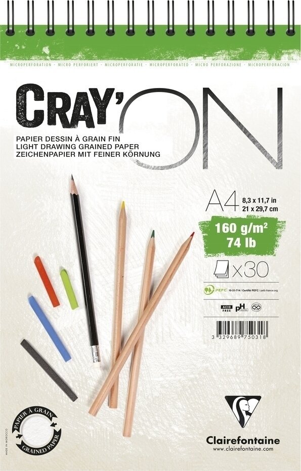 Schetsboek Clairefontaine Cray'On Wirebound Pad A4 160 g Schetsboek