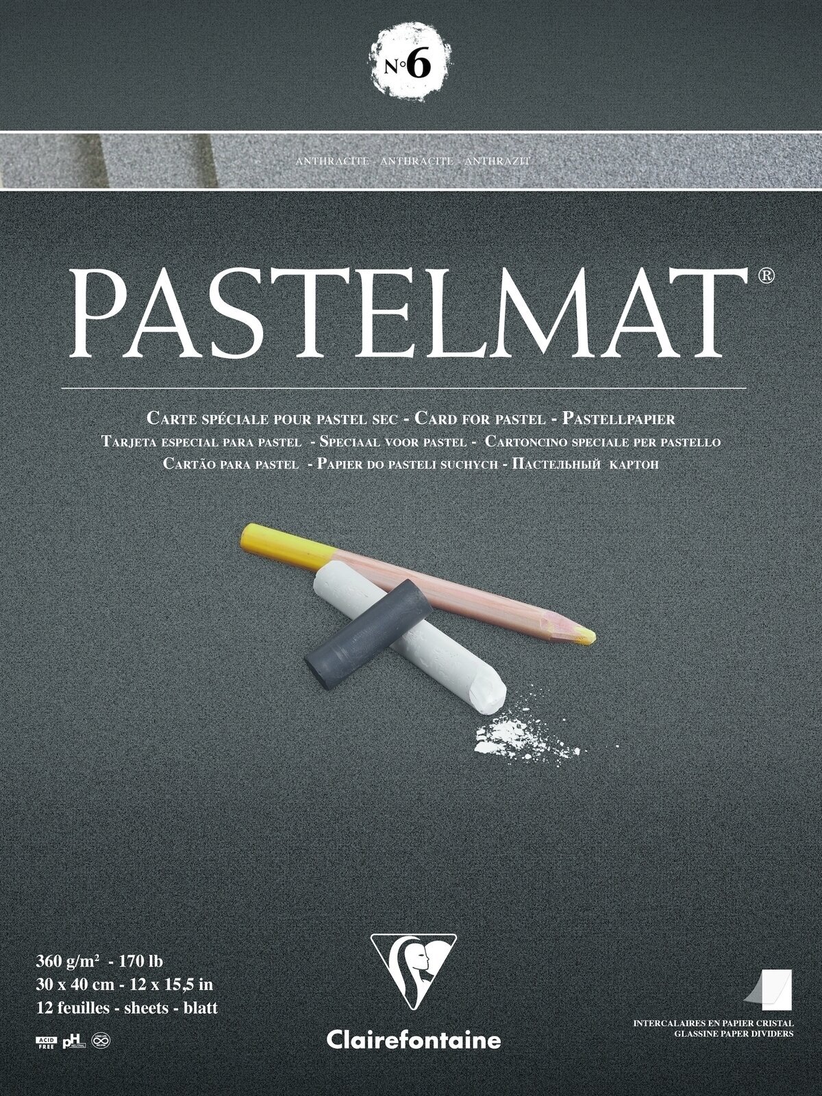 Szkicownik Clairefontaine Pastelmat Glued Pad N6 30 x 40 cm 360 g Szkicownik