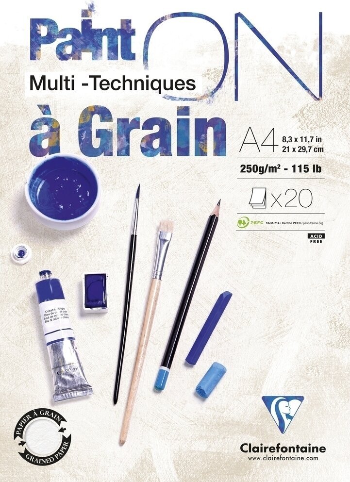 Μπλοκ Ζωγραφικής Clairefontaine Pain'On À Grain Glued Pad A4 250 g Μπλοκ Ζωγραφικής