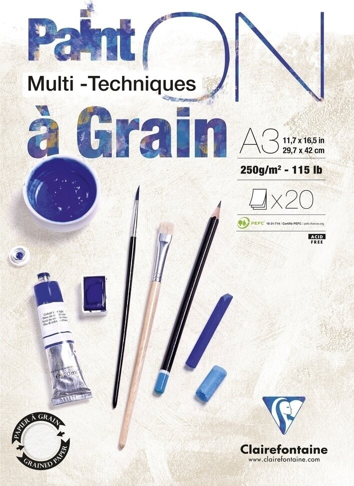 Carnet de croquis Clairefontaine Pain'On À Grain Glued Pad A3 250 g Carnet de croquis