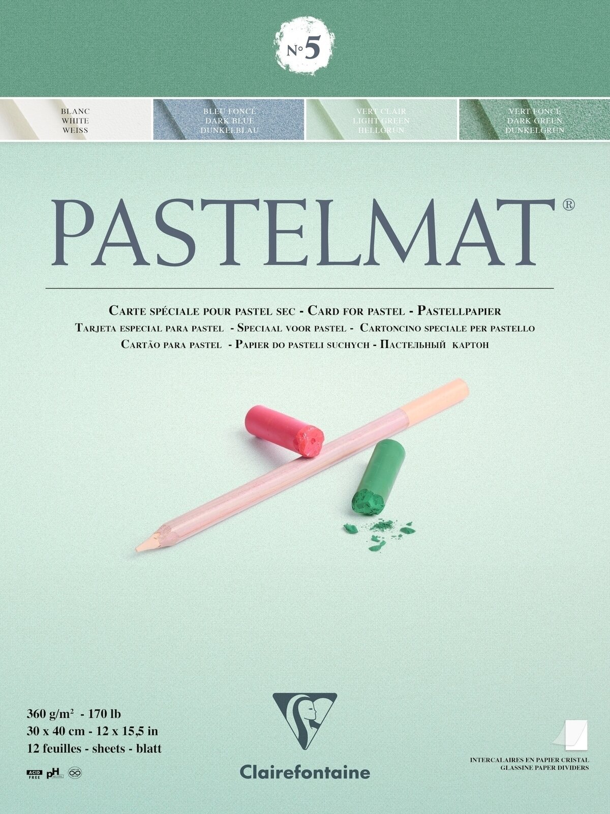 Schetsboek Clairefontaine Pastelmat Glued Pad N5 30 x 40 cm 360 g Schetsboek