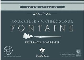 Skizzenbuch Clairefontaine Fontaine Black Cold-Pressed Glued Pad On 4 Sides Skizzenbuch 15 26 x 36 cm 300 g