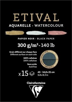 Livro de desenho Clairefontaine Etival Black Double-Grain Glued Pad On 1 Side A5 300 g Livro de desenho - 1