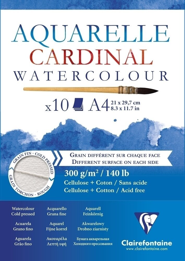 Μπλοκ Ζωγραφικής Clairefontaine Cardinal Glued Pad A4 300 g Μπλοκ Ζωγραφικής