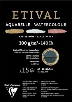 Carnet de croquis Clairefontaine Etival Black Double-Grain Glued Pad On 1 Side A4 300 g Carnet de croquis - 1