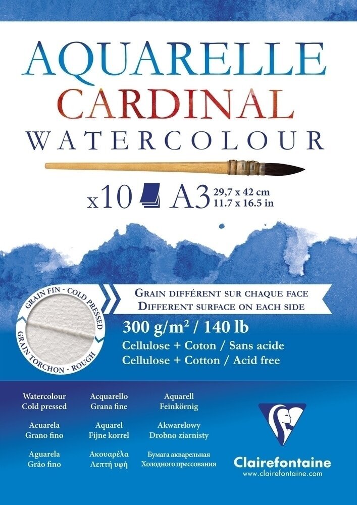 Carnet de croquis Clairefontaine Cardinal Glued Pad A3 300 g Carnet de croquis