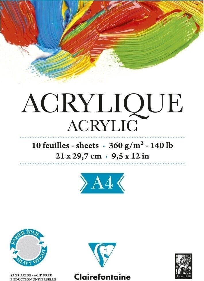 Carnet de croquis Clairefontaine Acrylic Pad Din A4 360 g Carnet de croquis