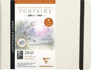 Sketchbook Clairefontaine Fontaine Hot-Pressed Hardbound Book + 8 Postcards Sketchbook A5 300 g