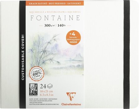 Livro de desenho Clairefontaine Fontaine Hot-Pressed Hardbound Book + 4 Blotting Papers 21 x 16 cm 300 g Livro de desenho - 1