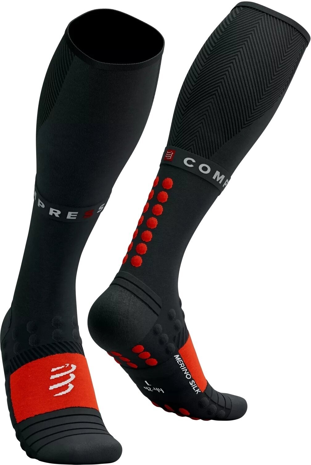 Running Socks
 Compressport Full Winter Run Black/High Risk Red T1 Running Socks