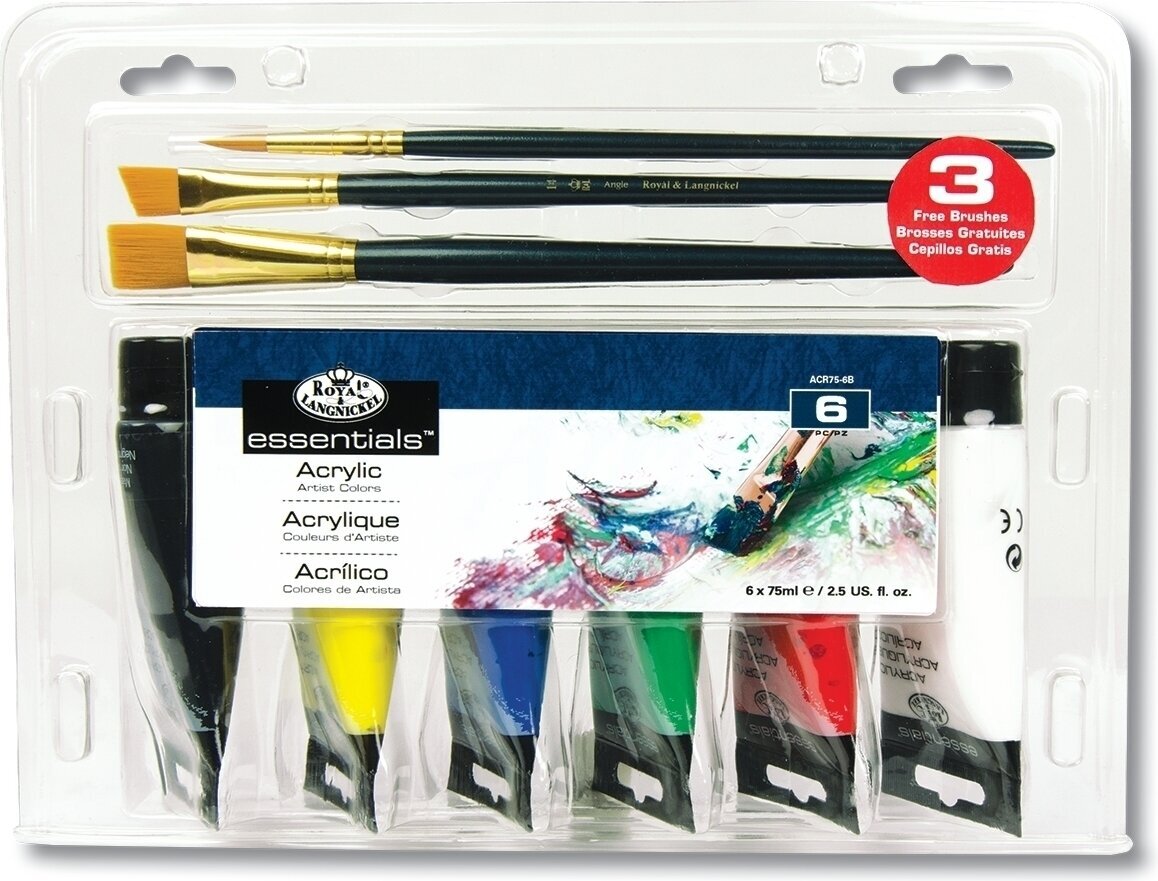 Tinta acrílica Royal & Langnickel ACR75-6B Set of Acrylic Paints 6 x 75 ml 9 pcs