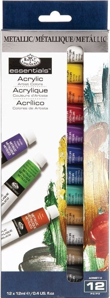 Peinture acrylique Royal & Langnickel ACRMET-12 Ensemble de peintures acryliques 12 x 12 ml 12 pièces