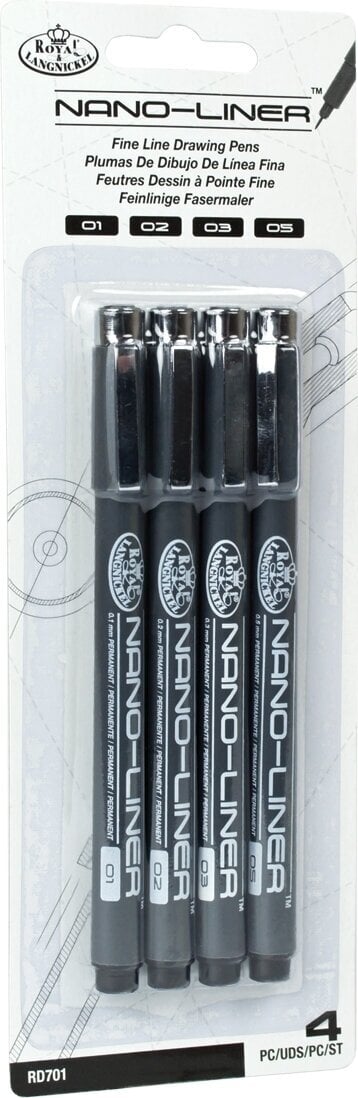 Felt-Tip Pen Royal & Langnickel Variety Nano Black 4 pcs