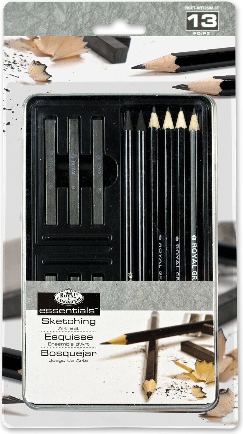 Lápis de grafite Royal & Langnickel Sketching Art Set Small Tin Estojo de lápis de artista Grafite 13 pcs